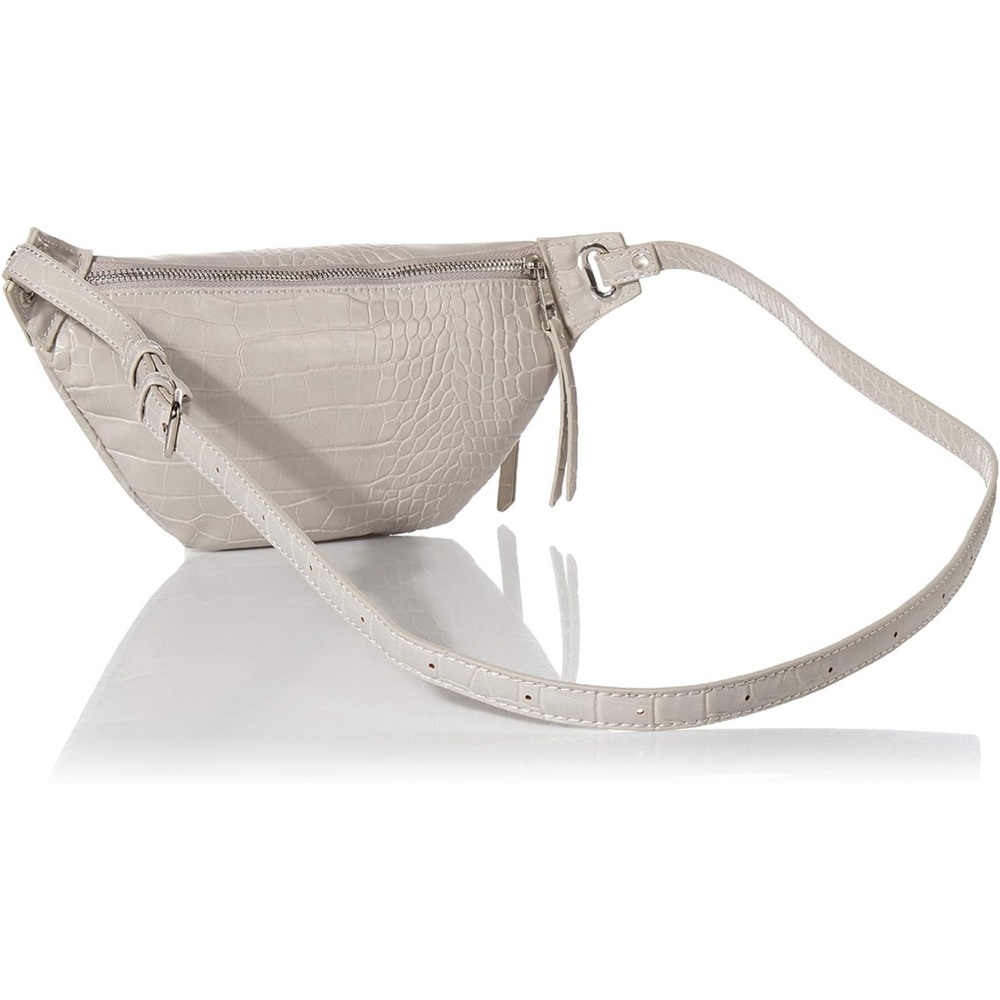 Elegant Cream Crocodile-Embossed Women's Bag